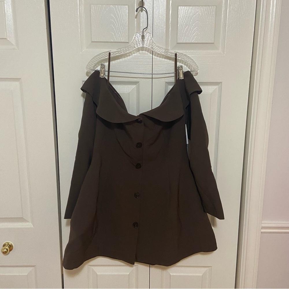 Odd Muse NWT The Ultimate Muse Button Up Mini Jacket Dress Brown Size XXL - Picture 4 of 11